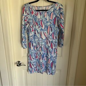 Women's Blue and Pink Patterned Lilly Pulitzer Dress